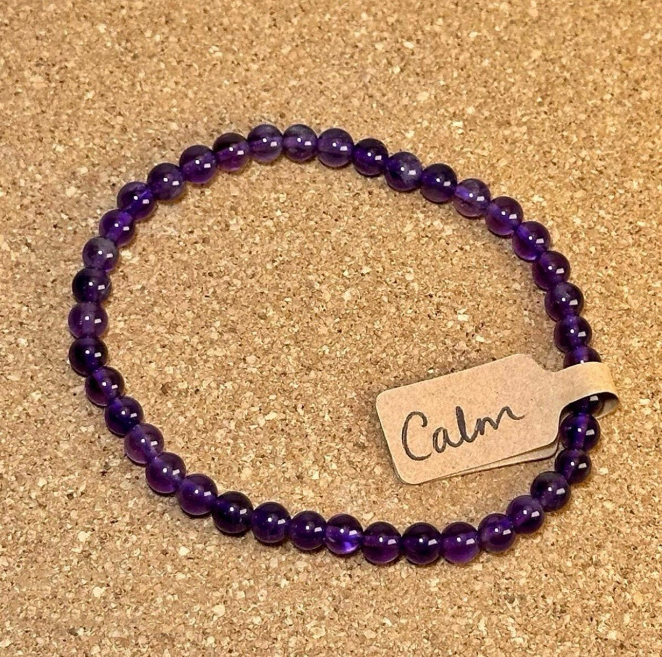 4mm crystal bead bracelet made of amethyst representing calm