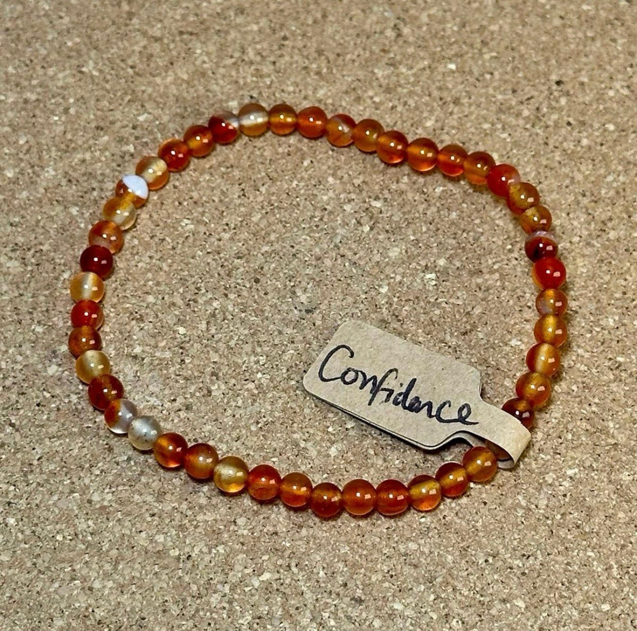 4mm crystal bead bracelet made of carnelian representing confidence