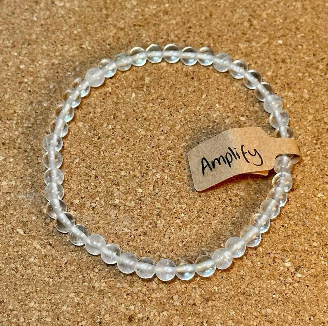 4mm crystal bead bracelet made of clear quartz representing amplification