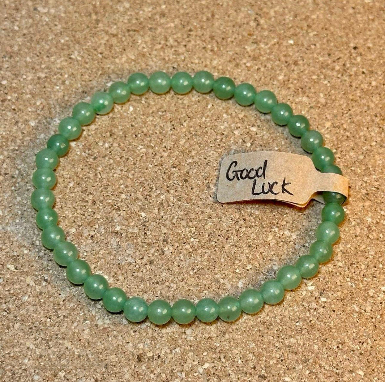 4mm crystal bead bracelet made of green aventurine representing good luck