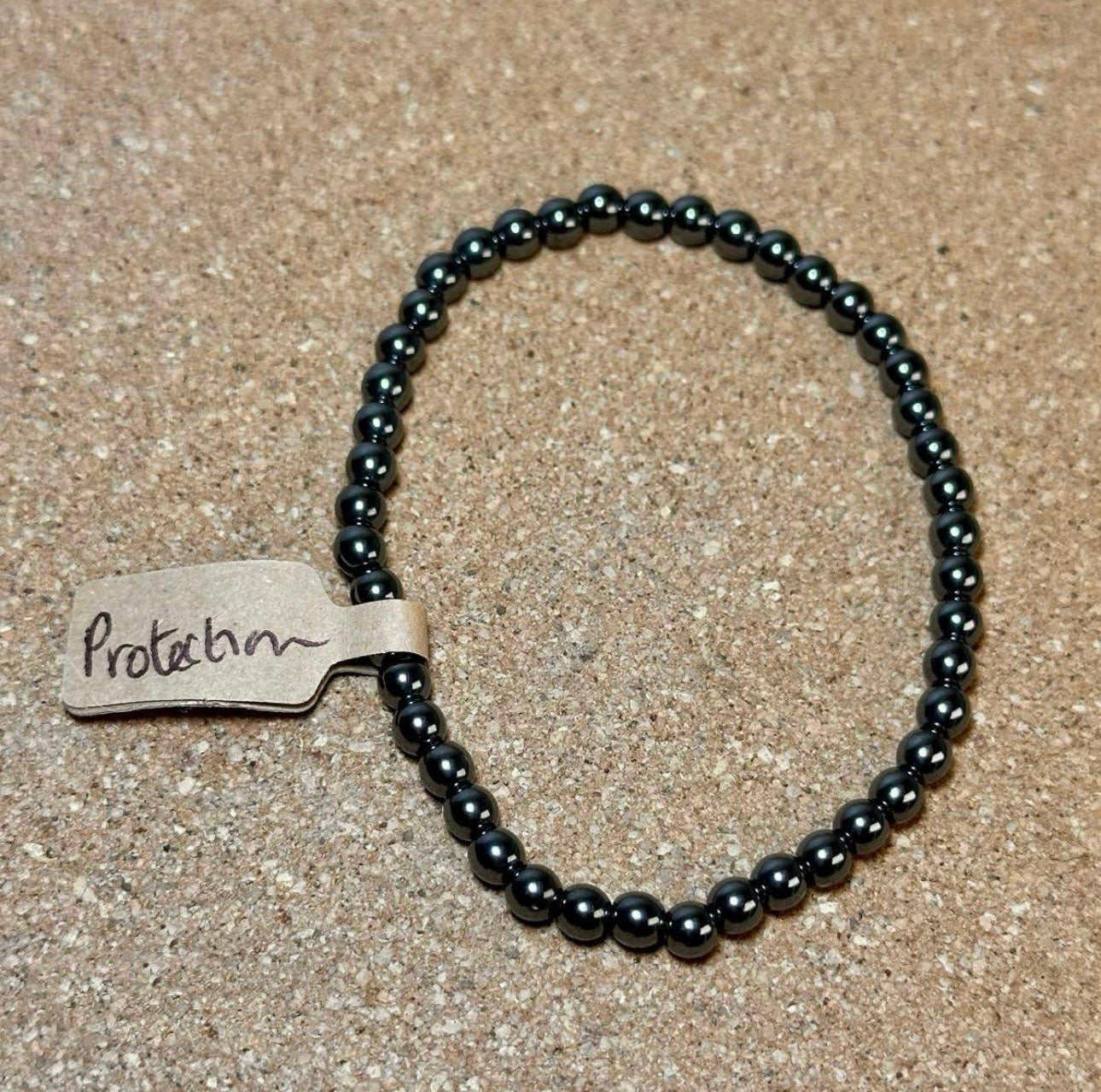 4mm crystal bead bracelet made of hematite representing protection