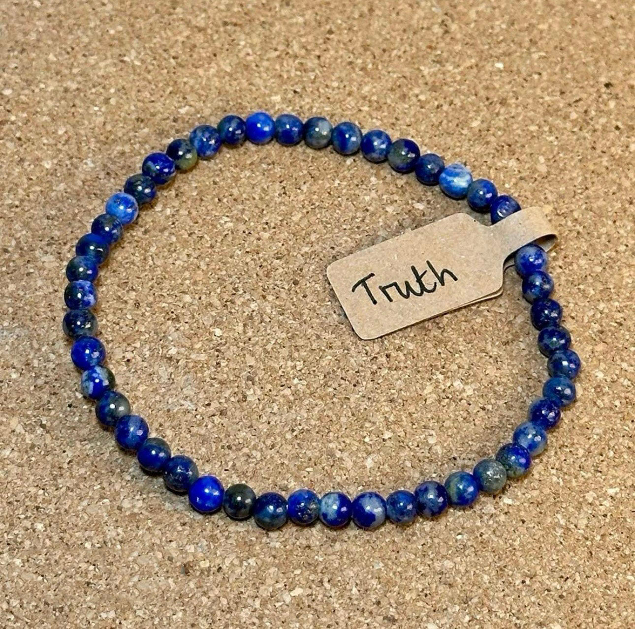 4mm crystal bead bracelet made of lapis lazuli representing truth