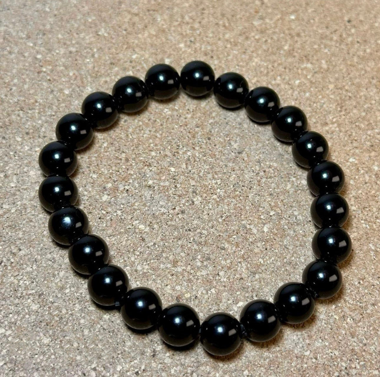 8mm crystal bead bracelet made of obsidian