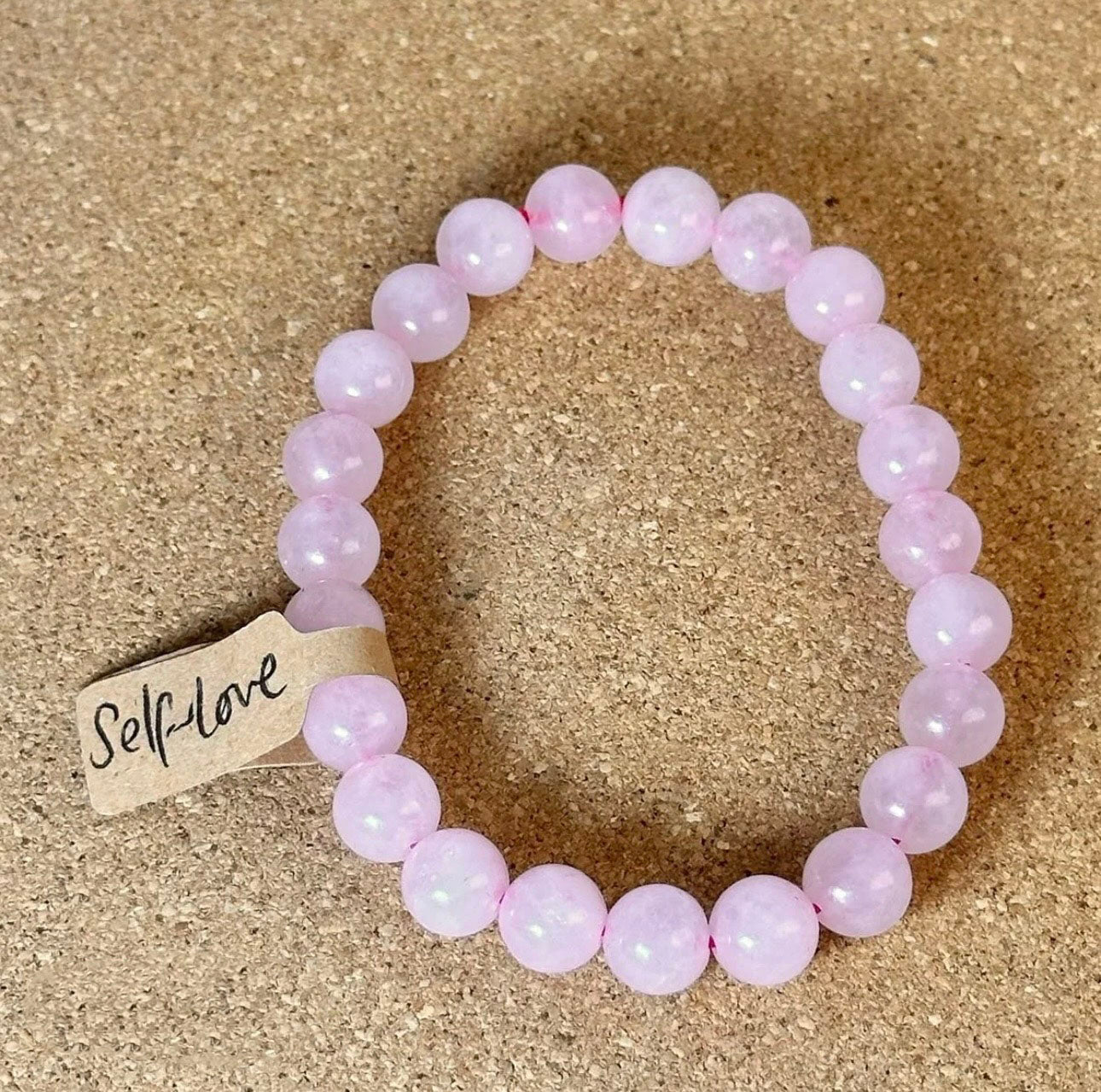 8mm crystal bead bracelet made of rose quartz 
