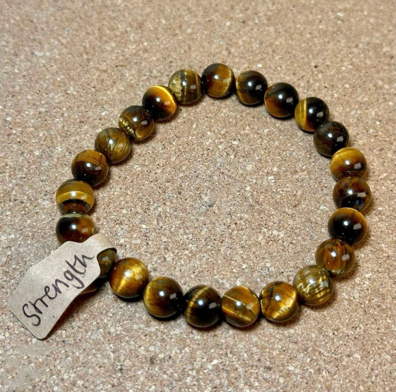 8mm crystal bead bracelet made of tigers eye